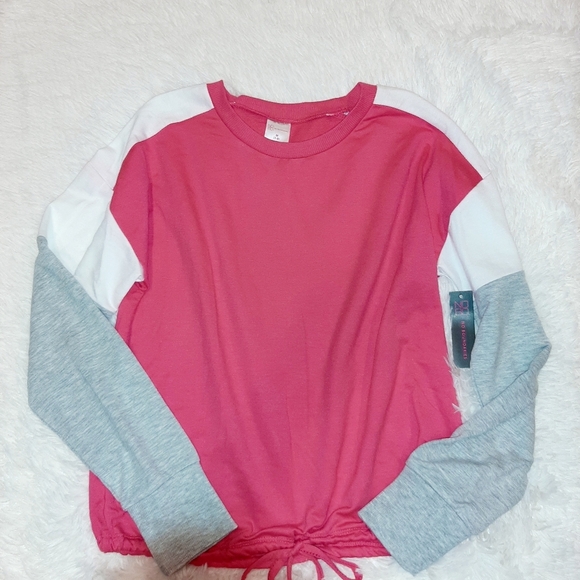 Pink white and gray drawstring sweater - Picture 2 of 4